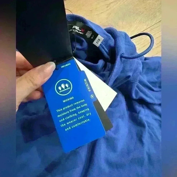 NWT RLX Ralph Lauren cowl neck hoodie Sz L in royal blue - soft! - Picture 6 of 8